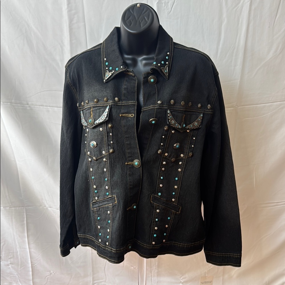 Diane Gilman Studded Black Jean Jacket